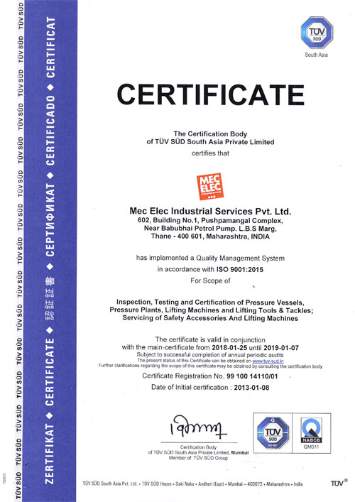ISO 9001 : 2015 Certificate