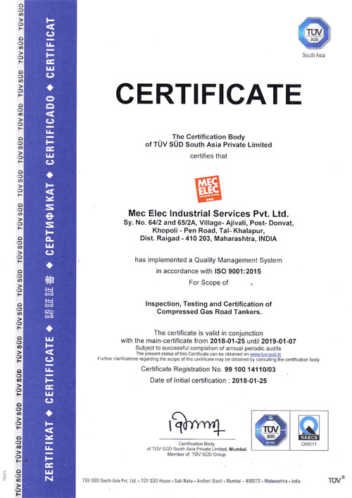 ISO 9001 : 2015 Certificate